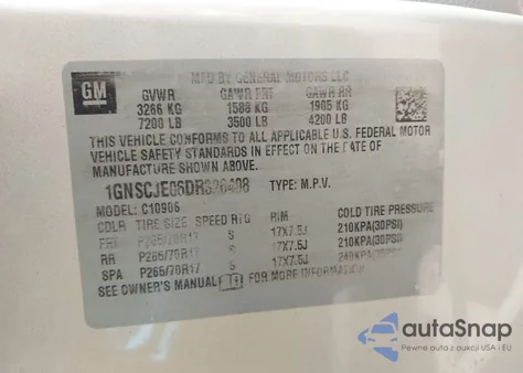 2013 Chevrolet Suburban 1500 Lt from USA, damaged, VIN 1GNSCJE06DR326408